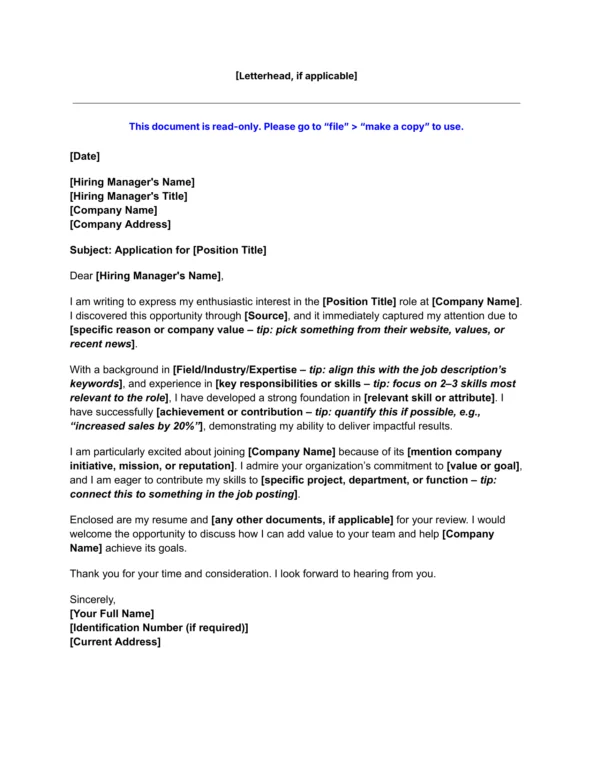 Jibble's Cover Letter Template