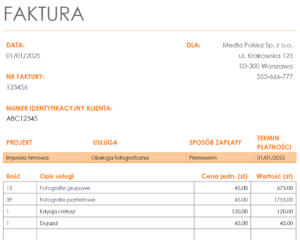 Darmowy wzór faktury bez VAT dla freelancerów.