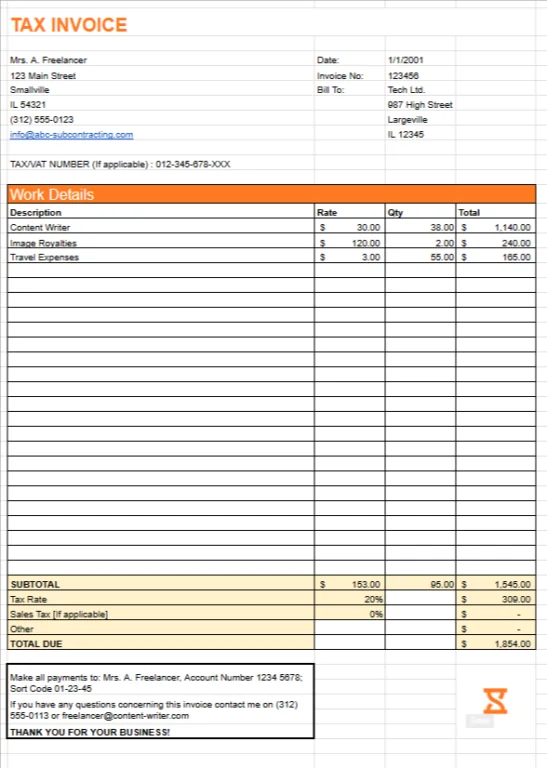 a free customizable template for freelance invoicing