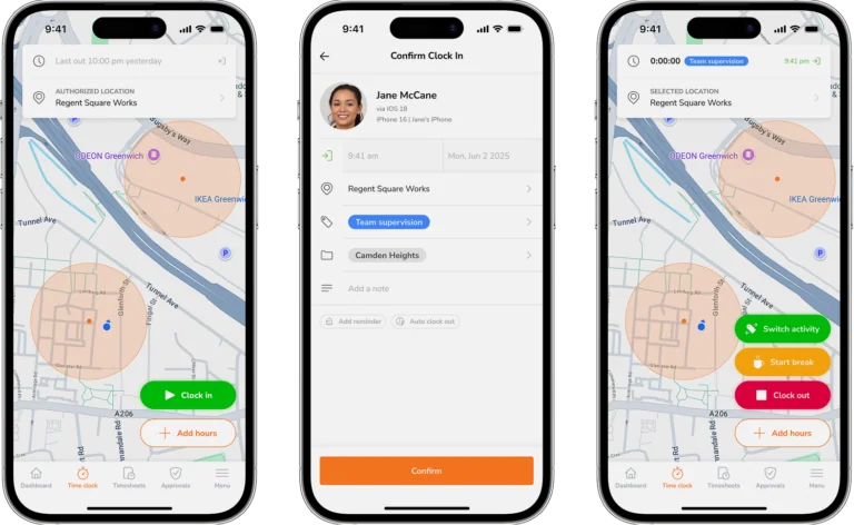 Prototype of time tracking on mobile with geofencing