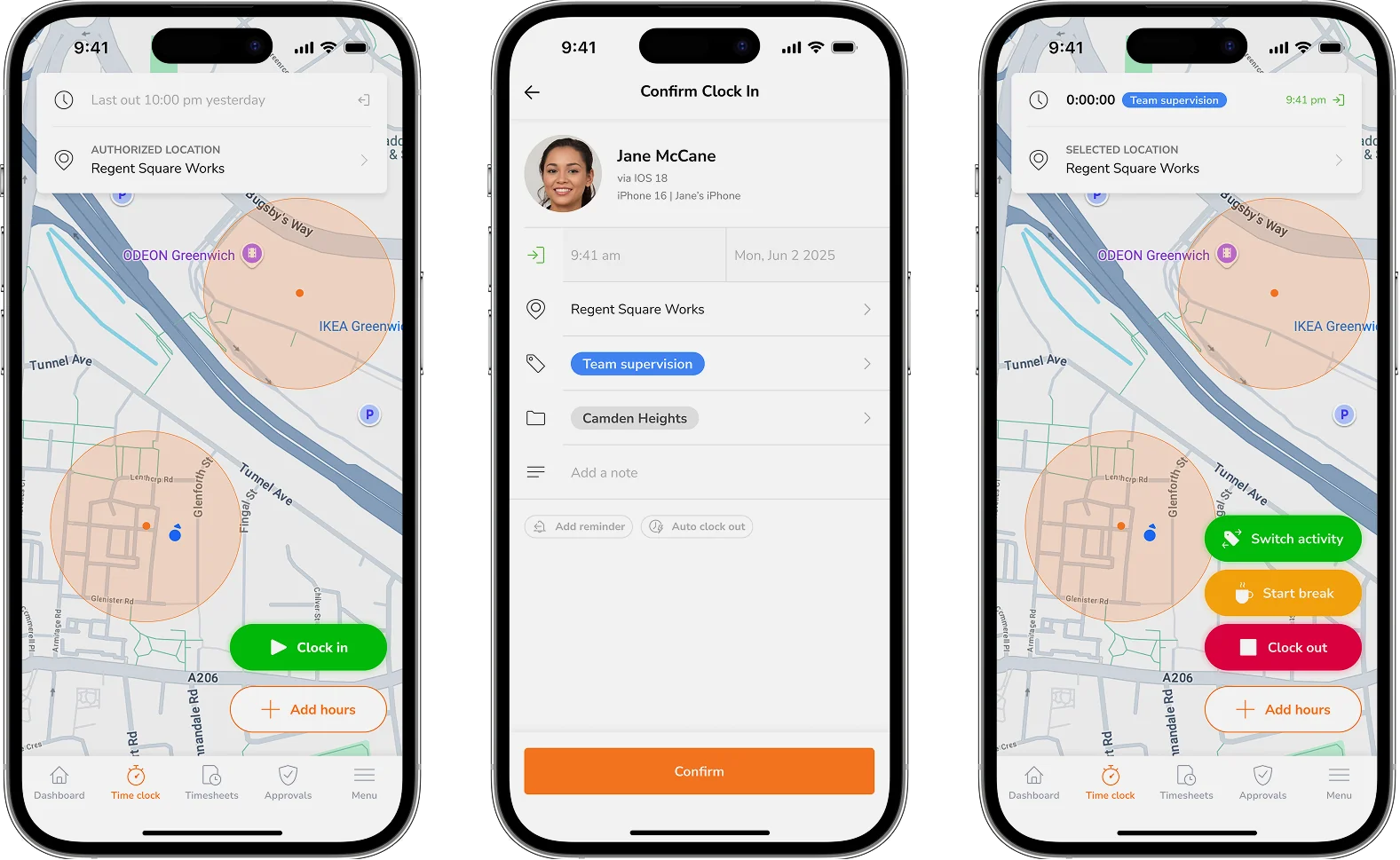 Prototype of time tracking on mobile with geofencing