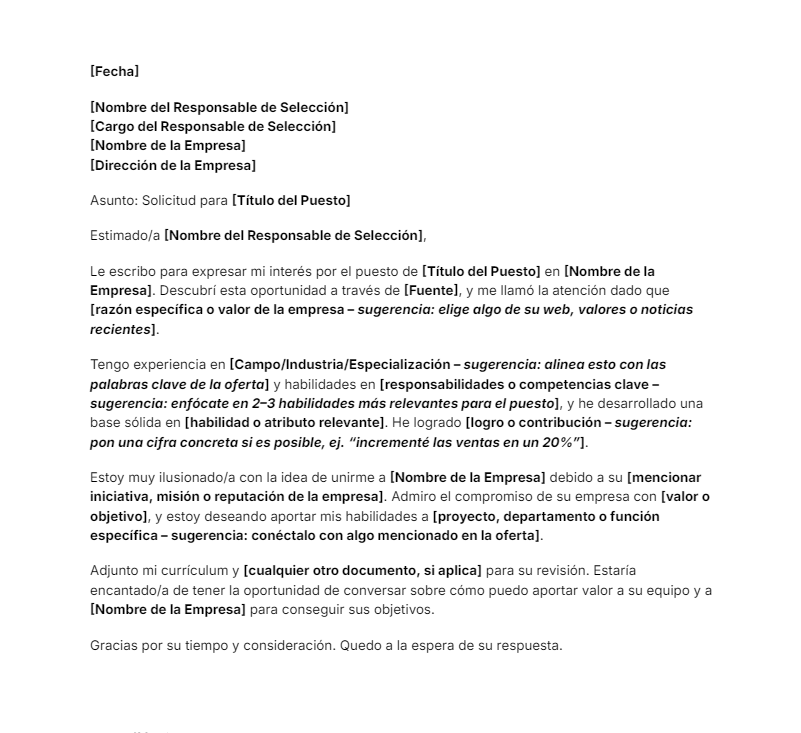 Plantilla carta de presentación. cover letter. Descarga gratis