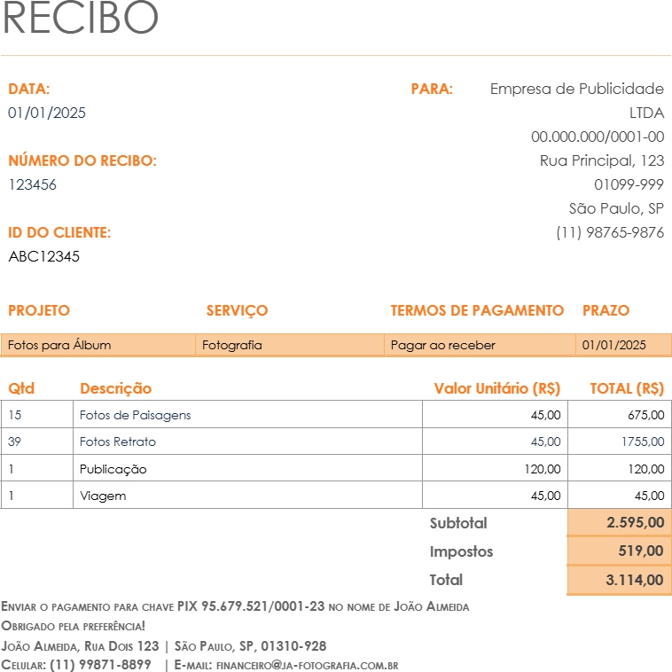 ícone modelo de recibo para freelancers