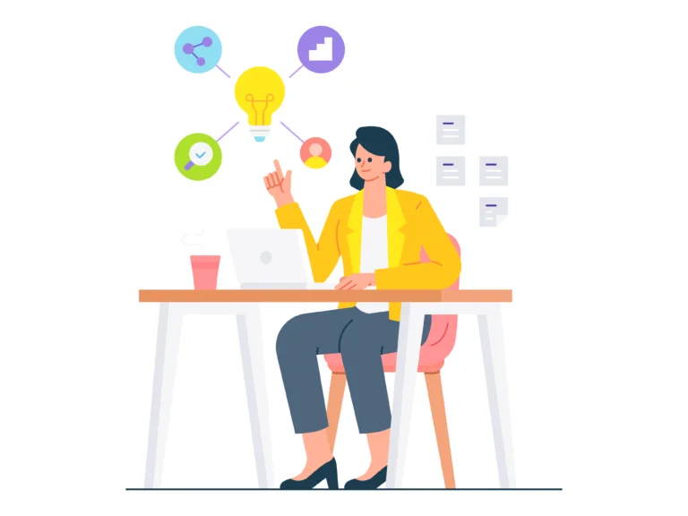 Illustration of woman at a desk working
