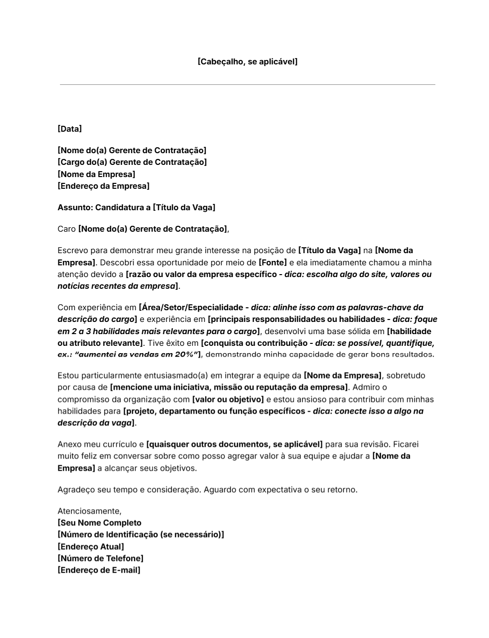 Modelo de carta de apresentação grátis