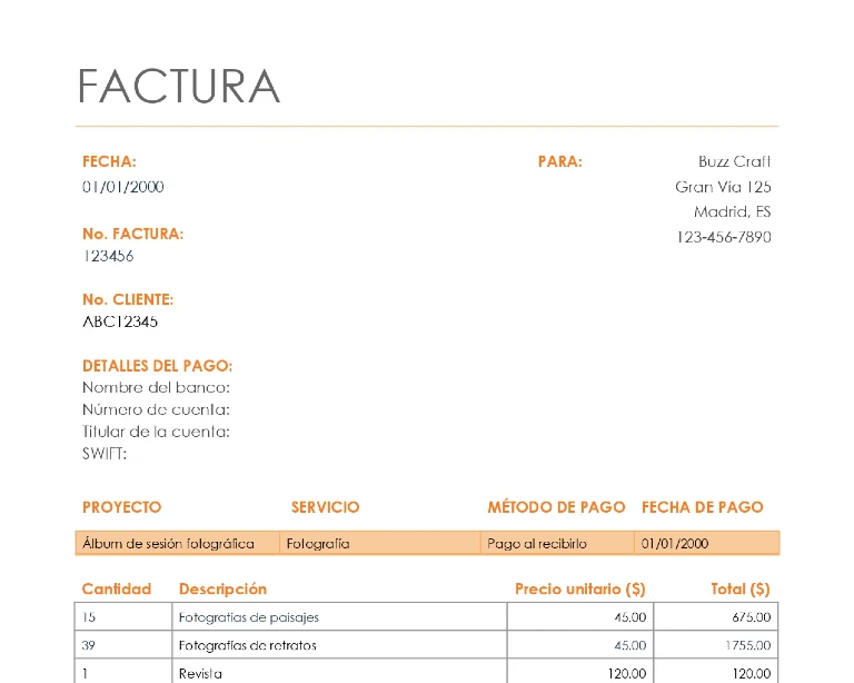 portada Plantilla de factura para freelancer o autónomo