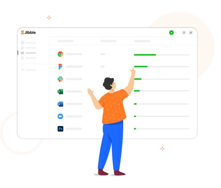 Recurso de monitoramento de aplicativos no app do Jibble