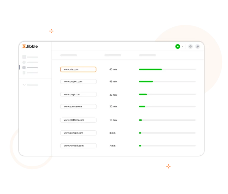 Recurso de monitoramento de URLs no app do Jibble
