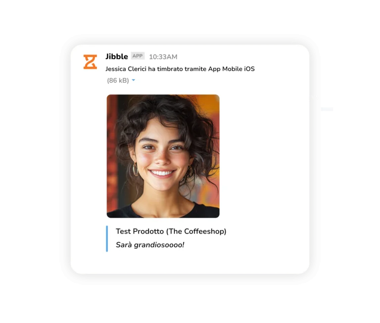 Accesso a Jibble tramite Slack di una ragazza.