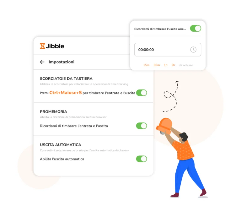 Promemoria e avvisi per timbrature puntuali