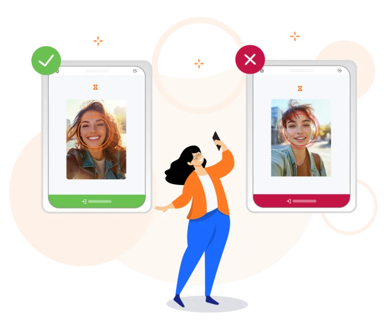 Com o relógio de ponto do Jibble, o recurso de reconhecimento facial faz com que registrar o ponto seja bem fácil