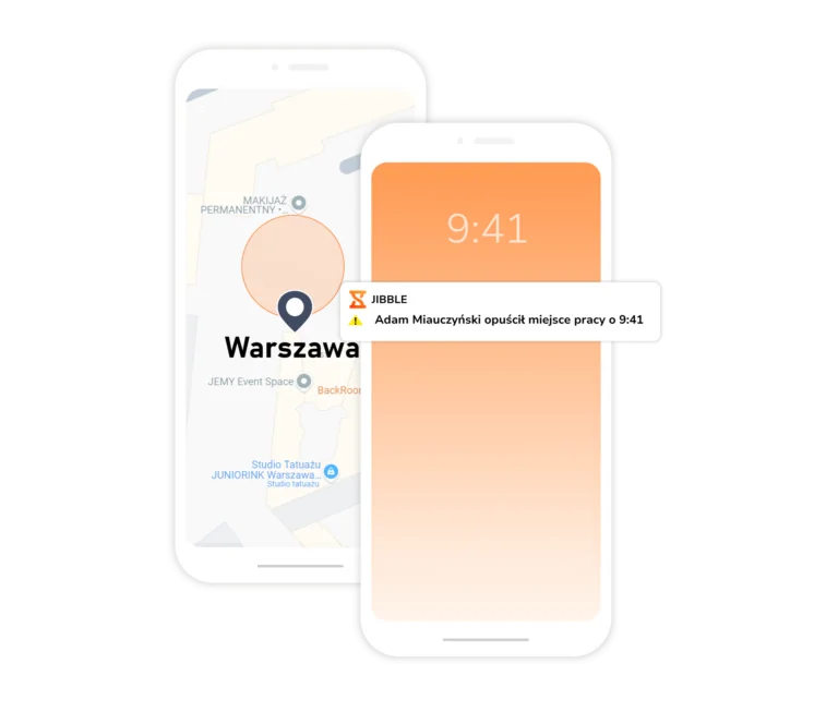 Program do rejestrowania czasu pracy Jibble z wirtualnymi ogrodzeniami.