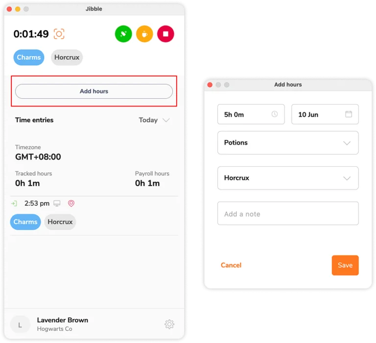 Adding manual hours via Desktop app