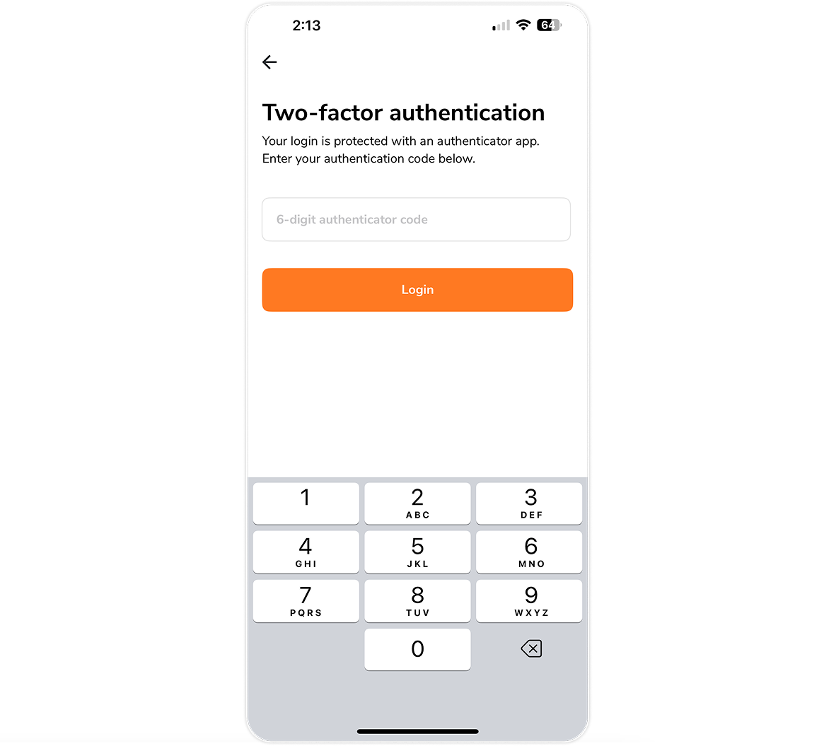 Logging in with 2FA enabled on mobile app