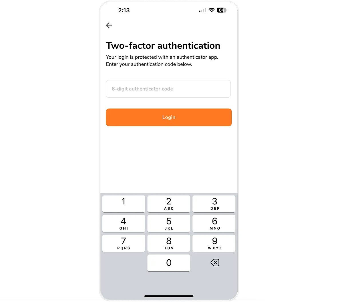Logging in with 2FA enabled on mobile app