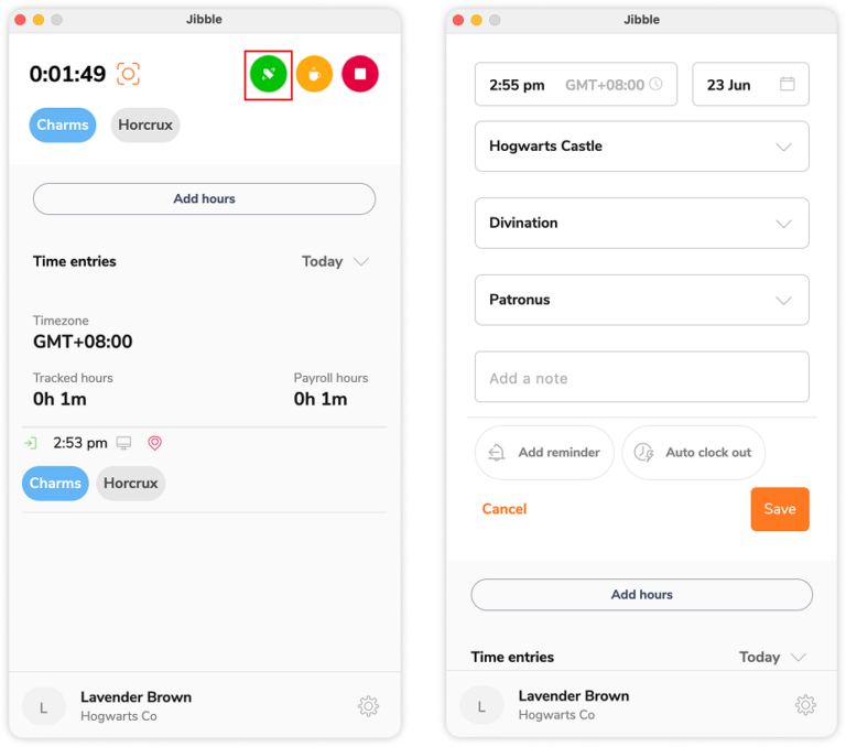 Changer d'activité via l'application de bureau