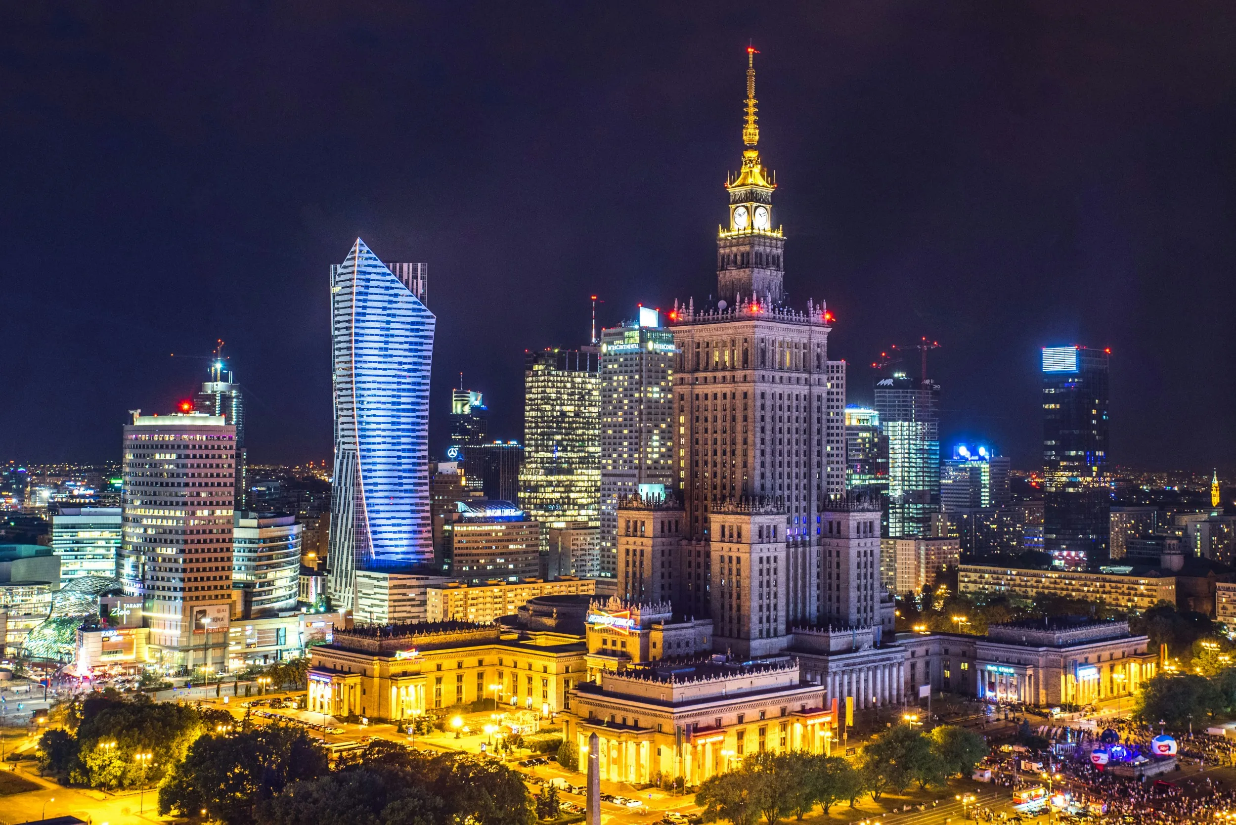 View of Warsaw city during Poland labor law changes