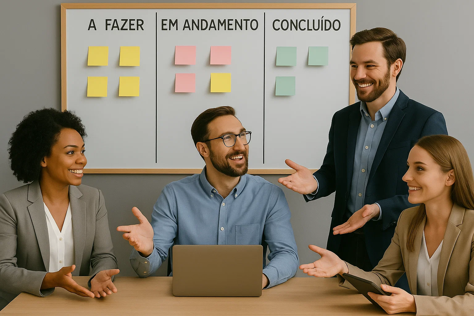 Foto de profissionais usando a metodologia ágil para gestão de projetos