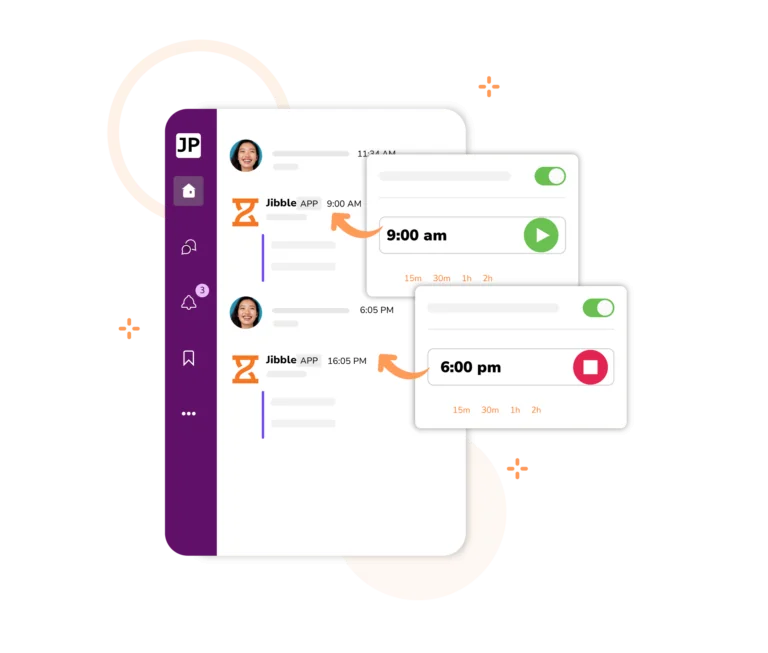 Use comandos de barra ou bate-papo no slack para registrar as suas horas