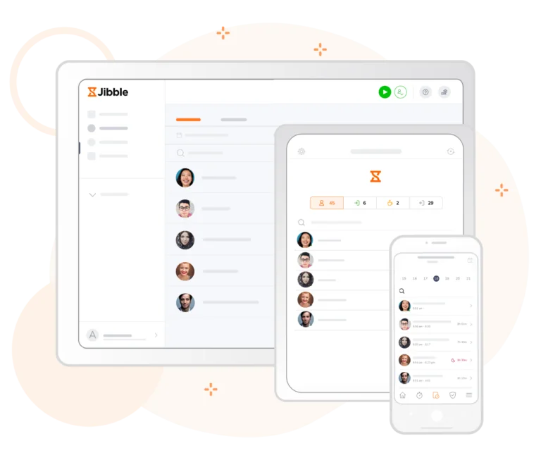 Com o controle de horas do Jibble consegue ver as folhas de ponto da equipe em qualquer dispositivo