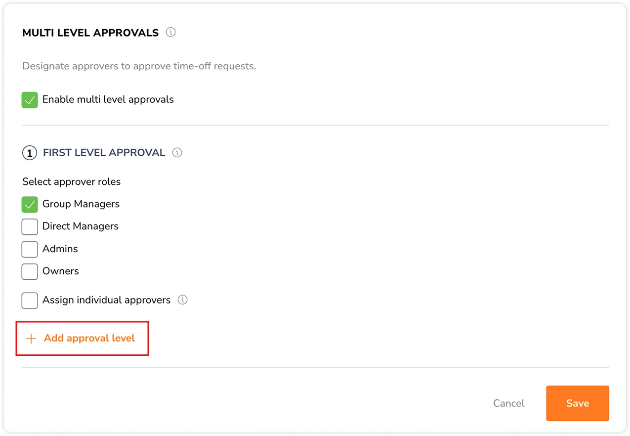 Adding approval levels