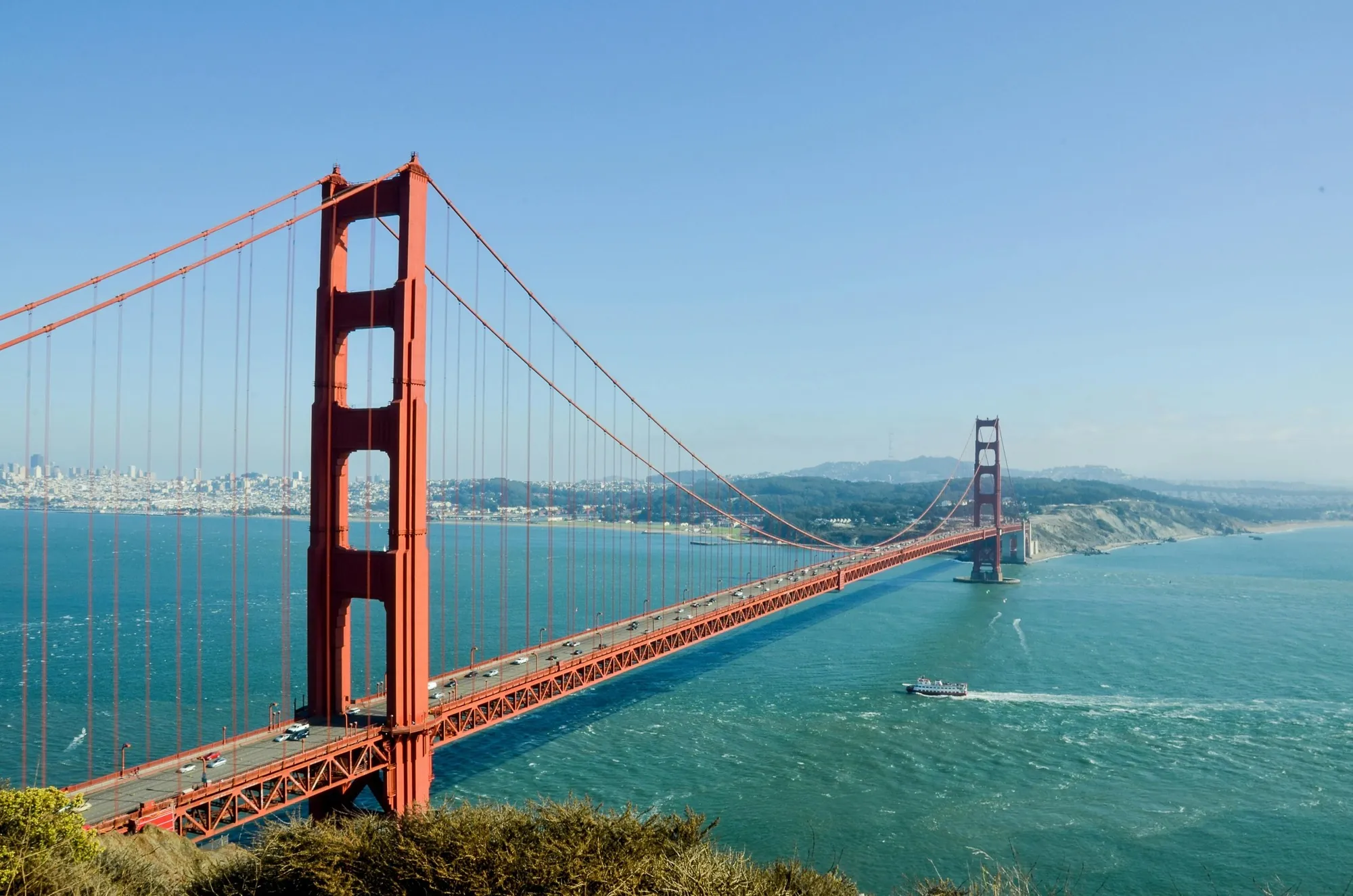 Golden Gate Bridge viewed from Mill Valley, California.