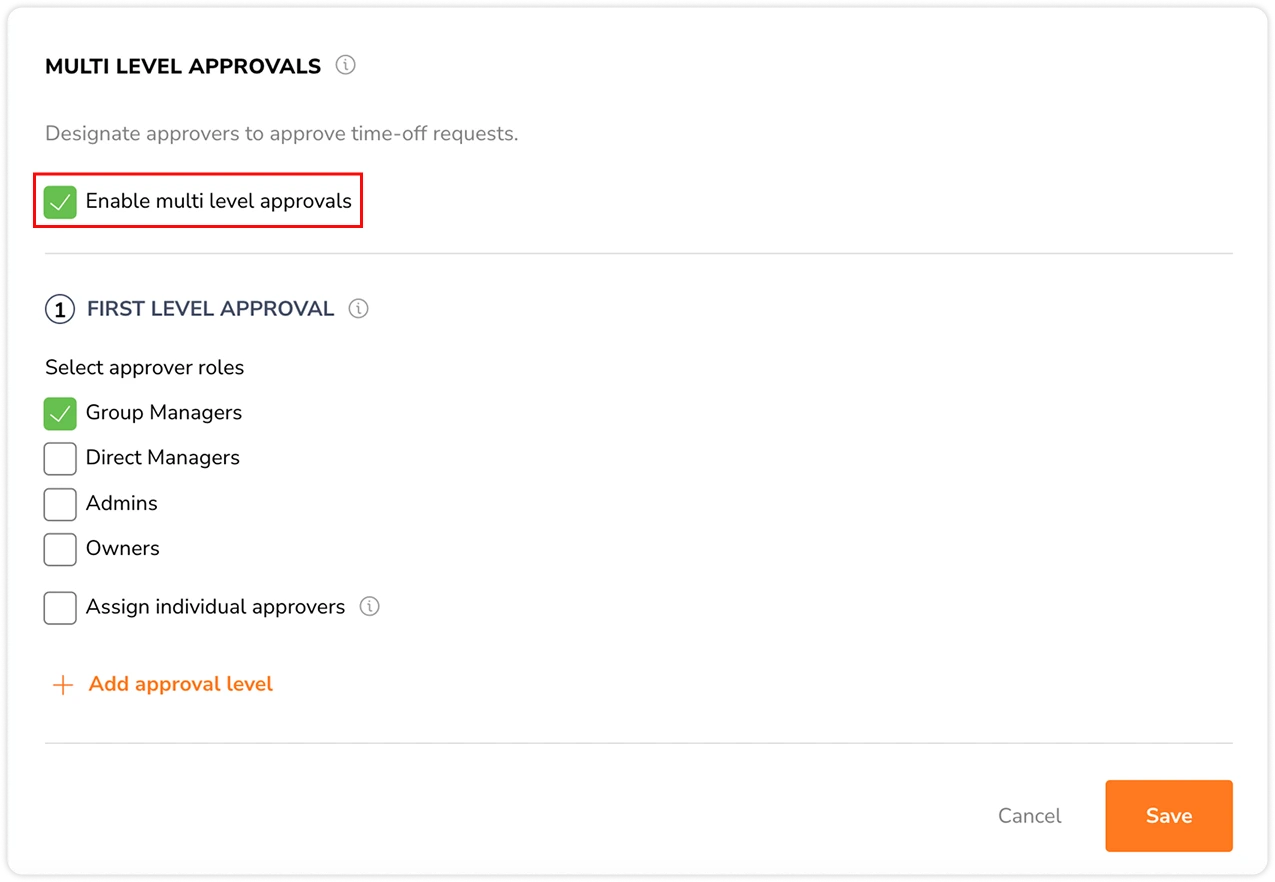 Enabling multi level approvals