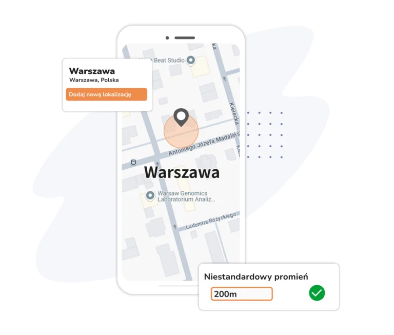 System obecności z mapą i wirtualnymi ogrodzeniami.