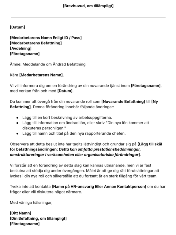 Ladda ner vår mall för nedgradering.