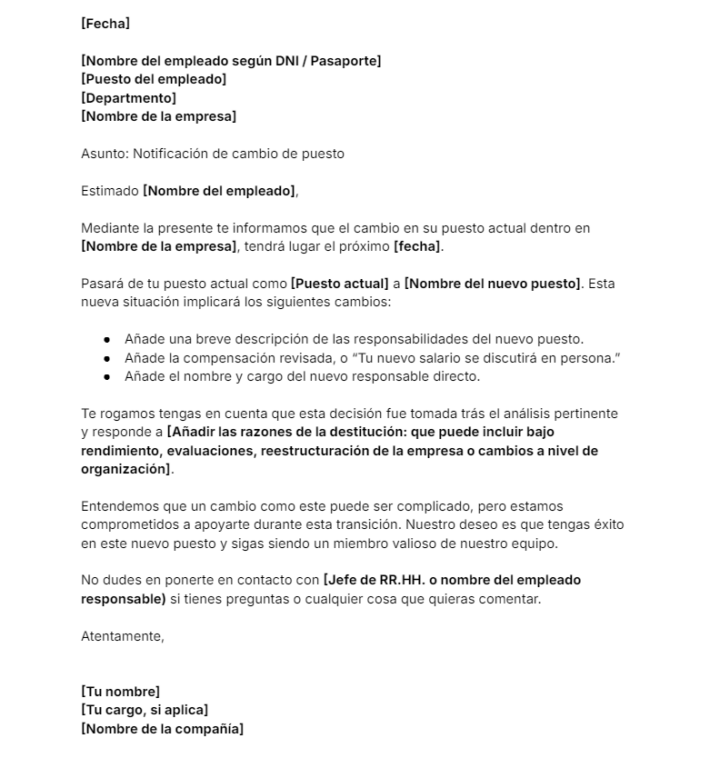 carta destitucion plantilla descarga gratis