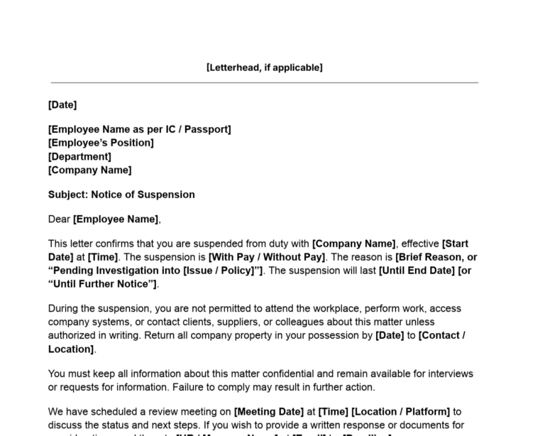 Suspension letter template thumbnail