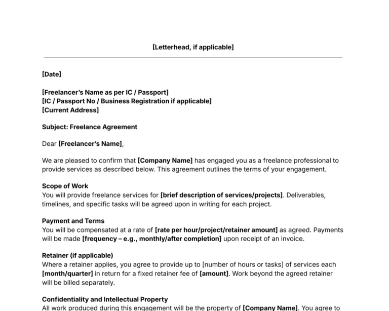 Freelance Agreement Letter thumbnail