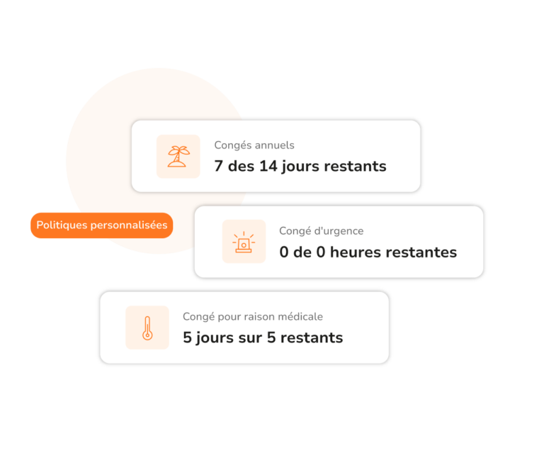 Exemples de politiques personnalisées : congés annuels, congés d'urgence et arrêts maladie