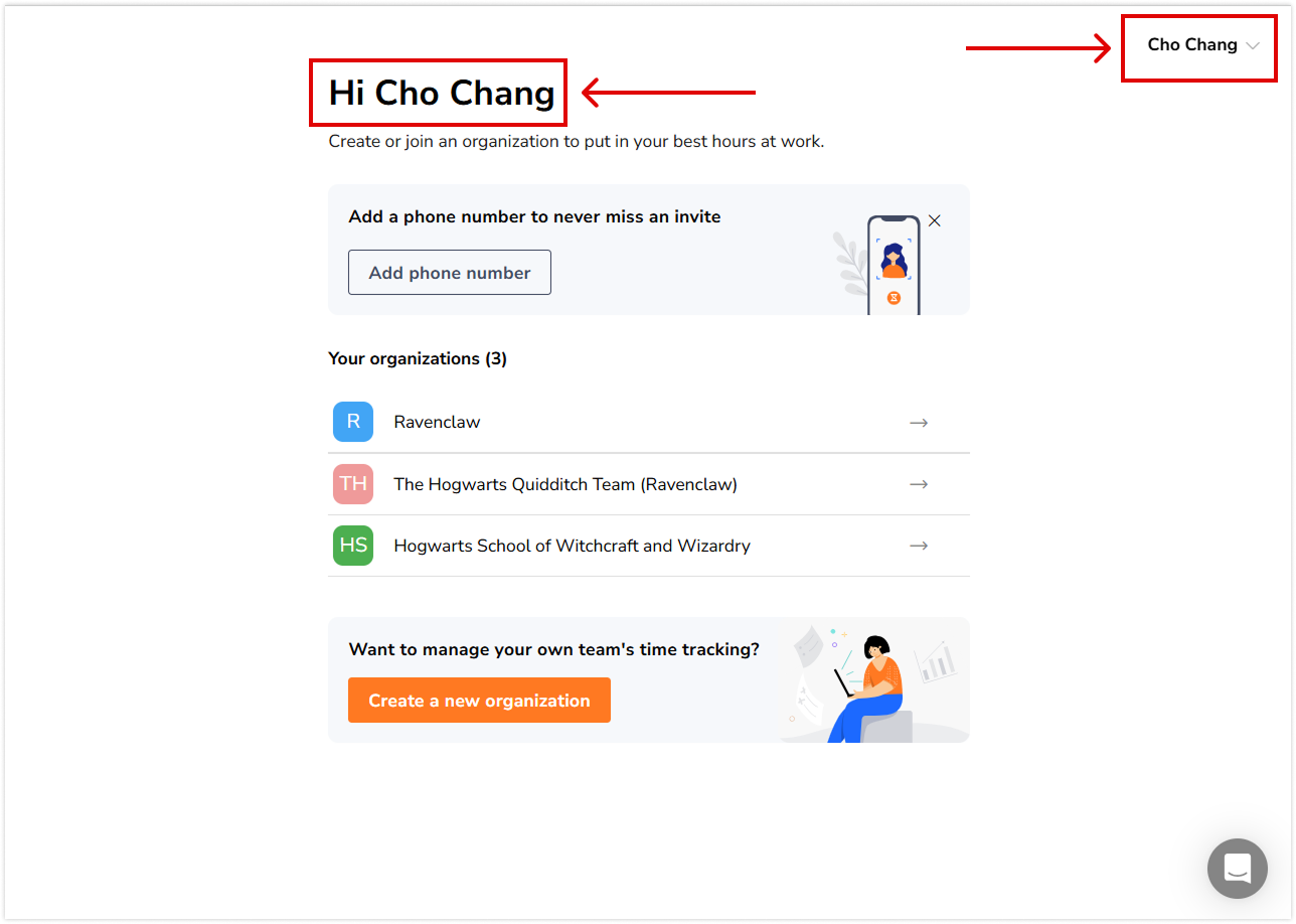 User name on account details page