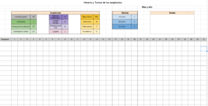 Plantilla Horario trabajadores turnos