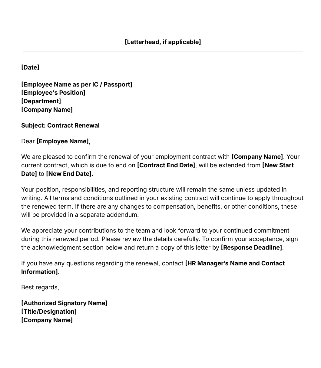 contract renewal letter template