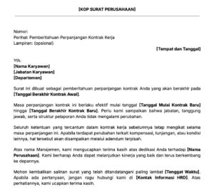 Contoh surat perpanjangan kontrak kerja