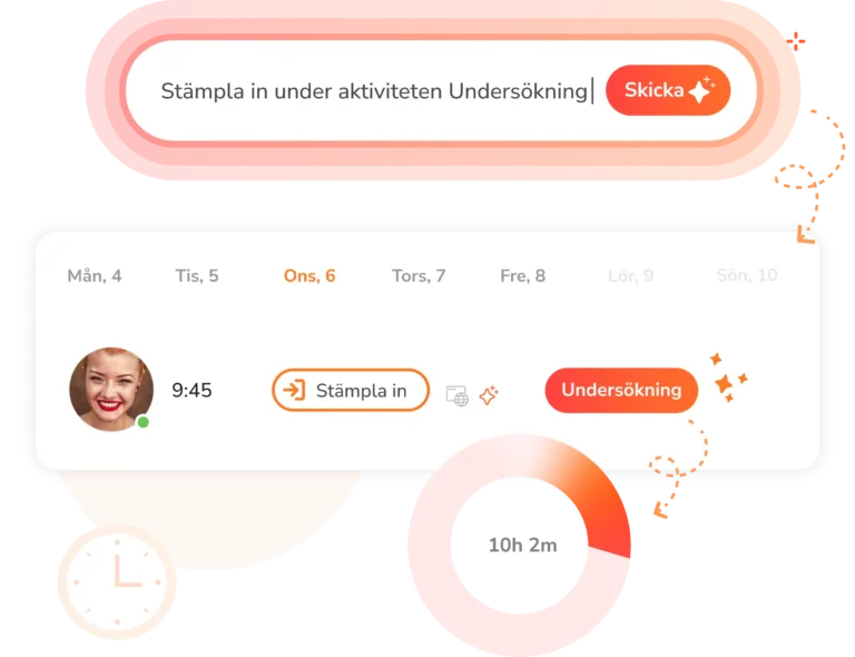 Stämpla in och ut med ett enkelt kommando.