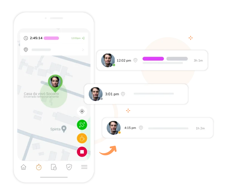 registros de presença com localização