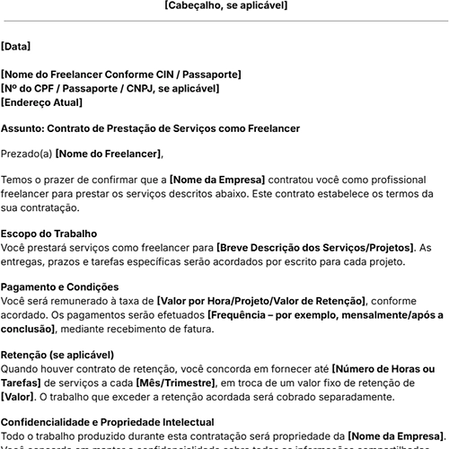 ícone da Carta de Contrato para Freelancers