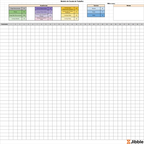 ícone do modelo de escala de trabalho