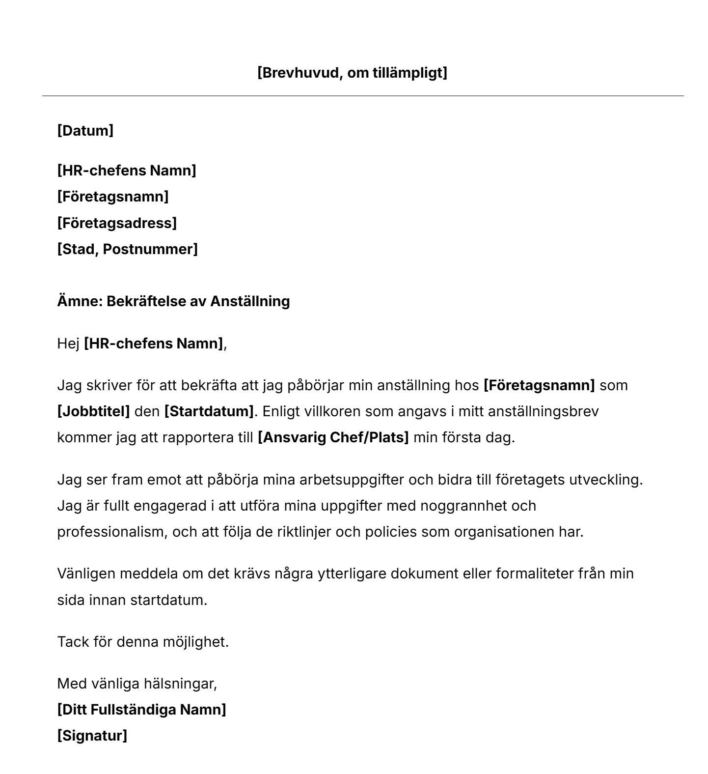 Ladda ner vår enkla och smidiga mall för Vad är skillnaden mellan en anställningsbekräftelse.