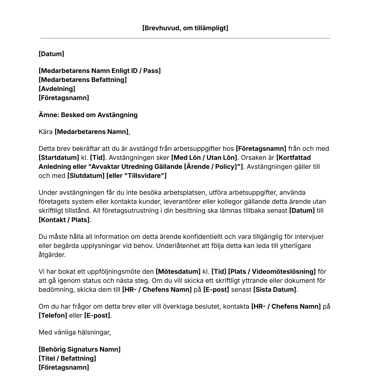 Ladda ner vår kostnadsfria mall för besked om avstängning.