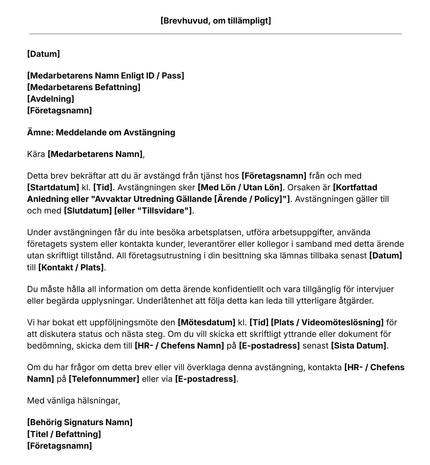 Ladda ner vår kostnadsfria mall för besked om avstängning.