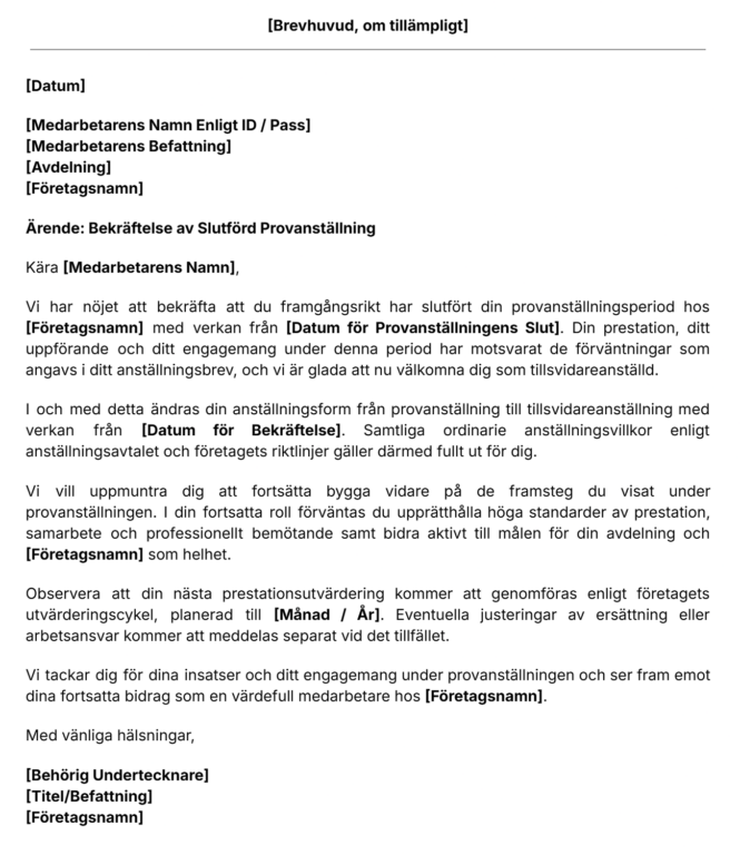 Ladda ner vår kostnadsfria mall för intyg om slutförd anställning.