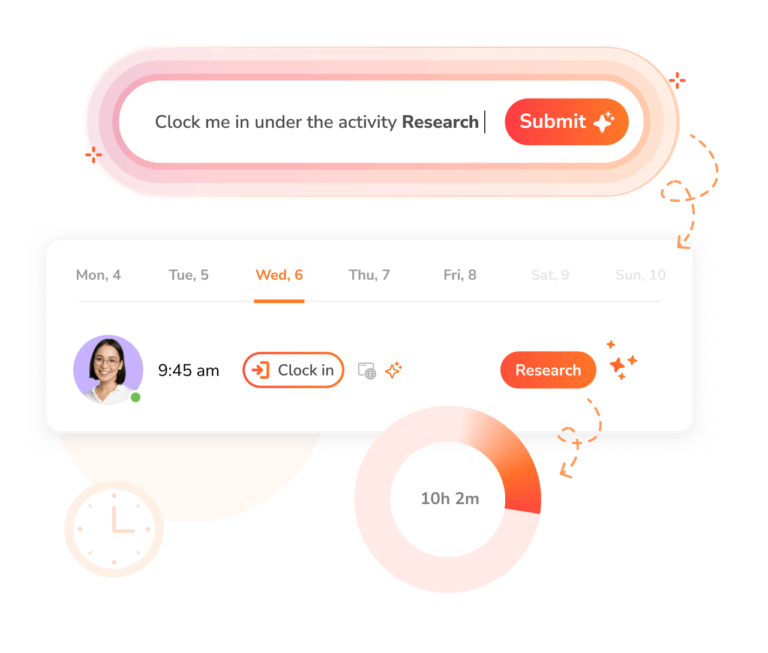Clocking in by typing a command to the AI assistant