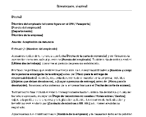 portada Plantilla de carta de aceptación de dimisión o renuncia