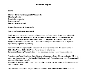portada Plantilla de carta de evaluación de desempeño