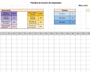 portada Plantilla de horario de empleados