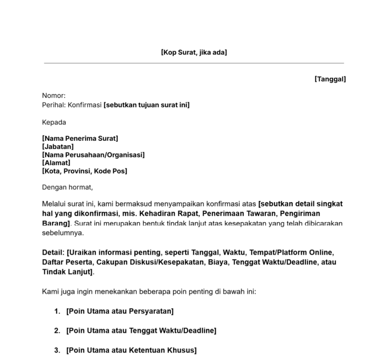 contoh surat konfirmasi